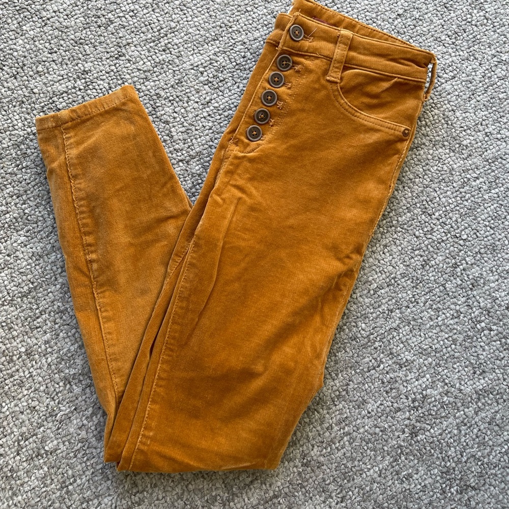 Anthropologie Pilcro High-Rise Button-Fly Skinny Corduroy Pants - size 26